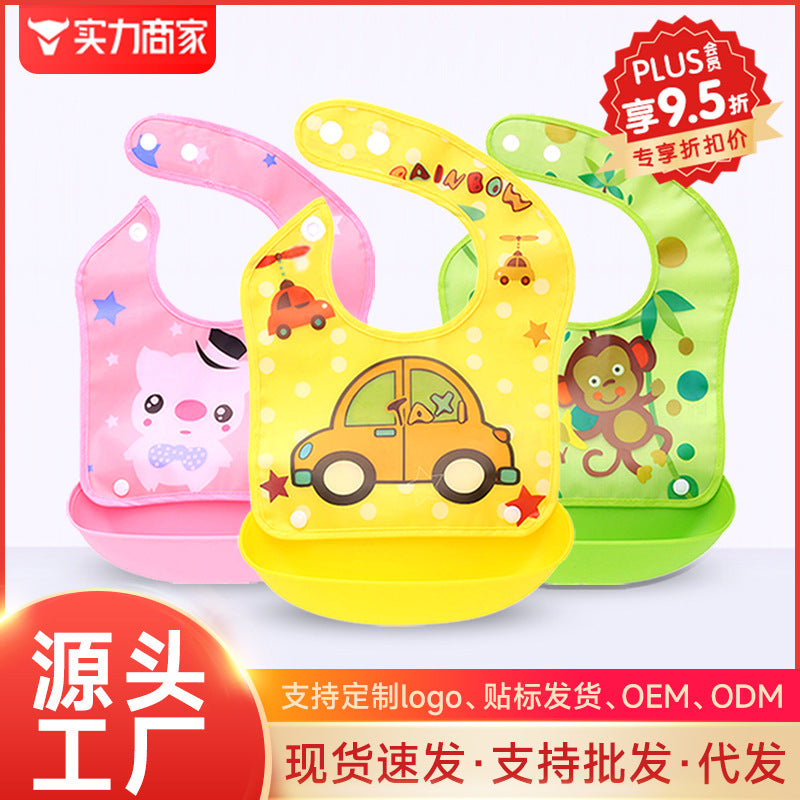 Factory direct waterproof baby bibs - removable food feeding bibs for infants and toddlers - no-wash bibs for baby mealtime