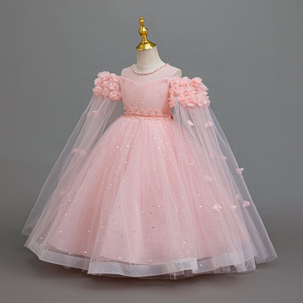 Exportin stockgirl dress petals wedding dress princess dress girl flower girl piano performance dress girl dress