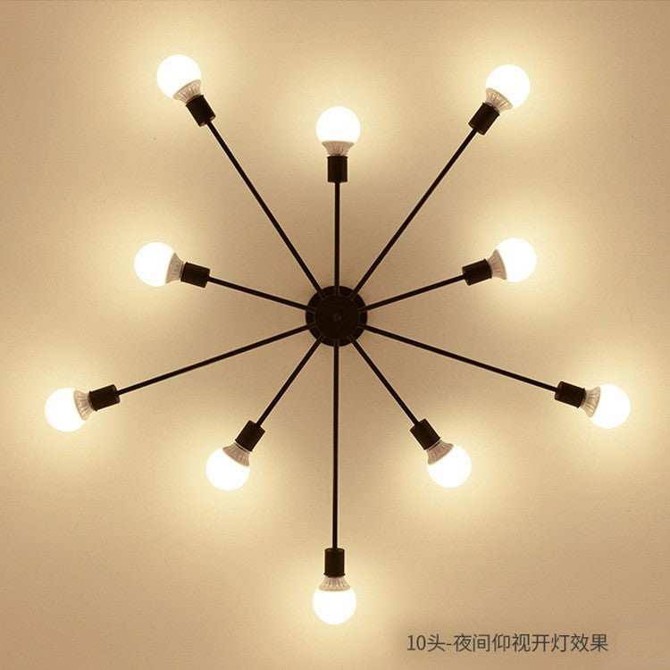 Creative personality Nordic wrought iron ceiling lamp Modern simple living room Dining room Study bedroom Multi-head molecular lamp