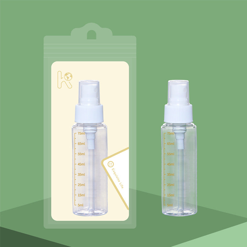 Colorful fenling transparent scale 75ml spray bottle outdoor business trip beauty travel empty bottle cosmetic pet refill bottle