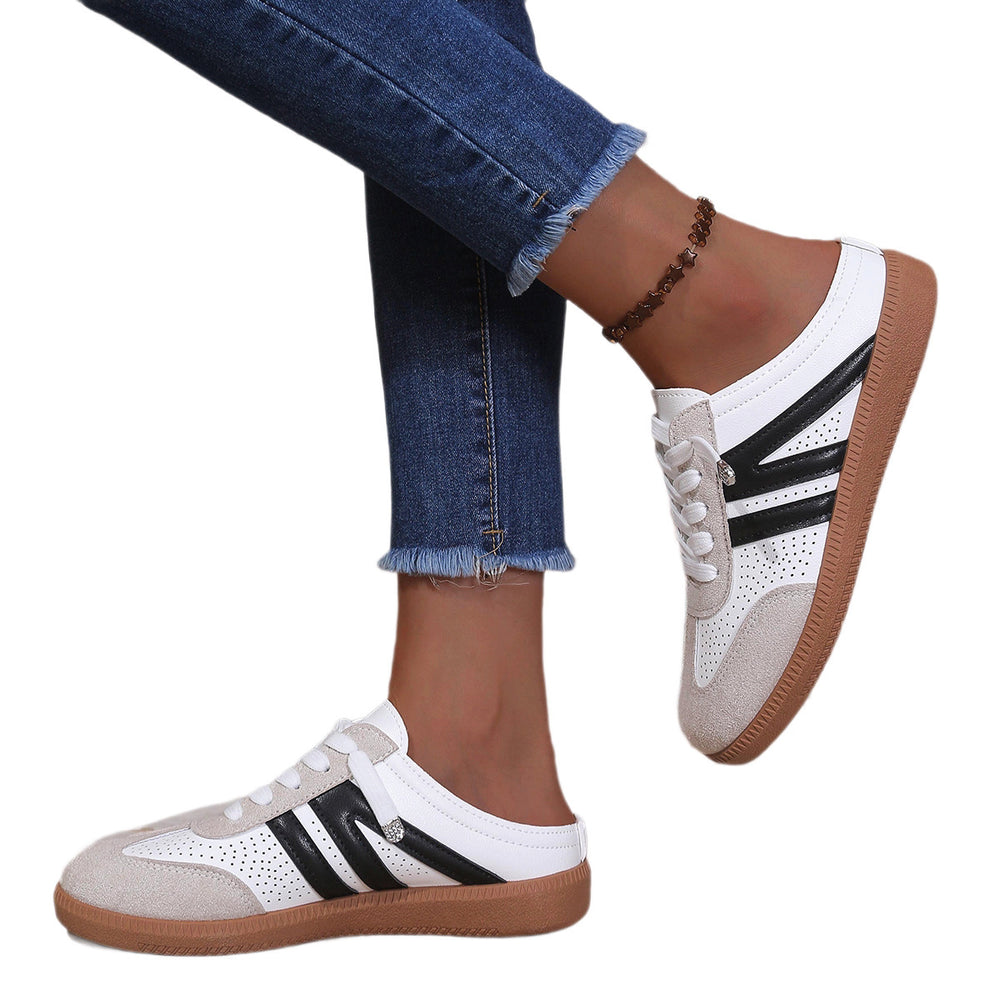 new women's color block german army trainers (gats) - flat, breathable, comfortable, casual sneakers - versatile lace-up loafers