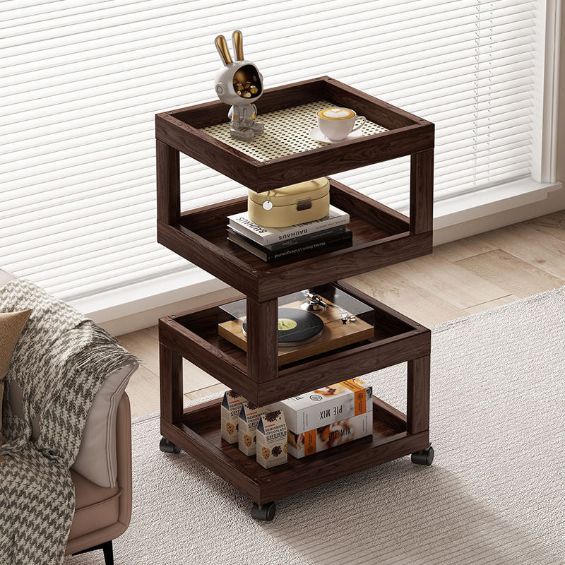 Solid wood bedside table bedside storage rack bedroom coffee table living room for home small new arrival log style ultra-narrow side table