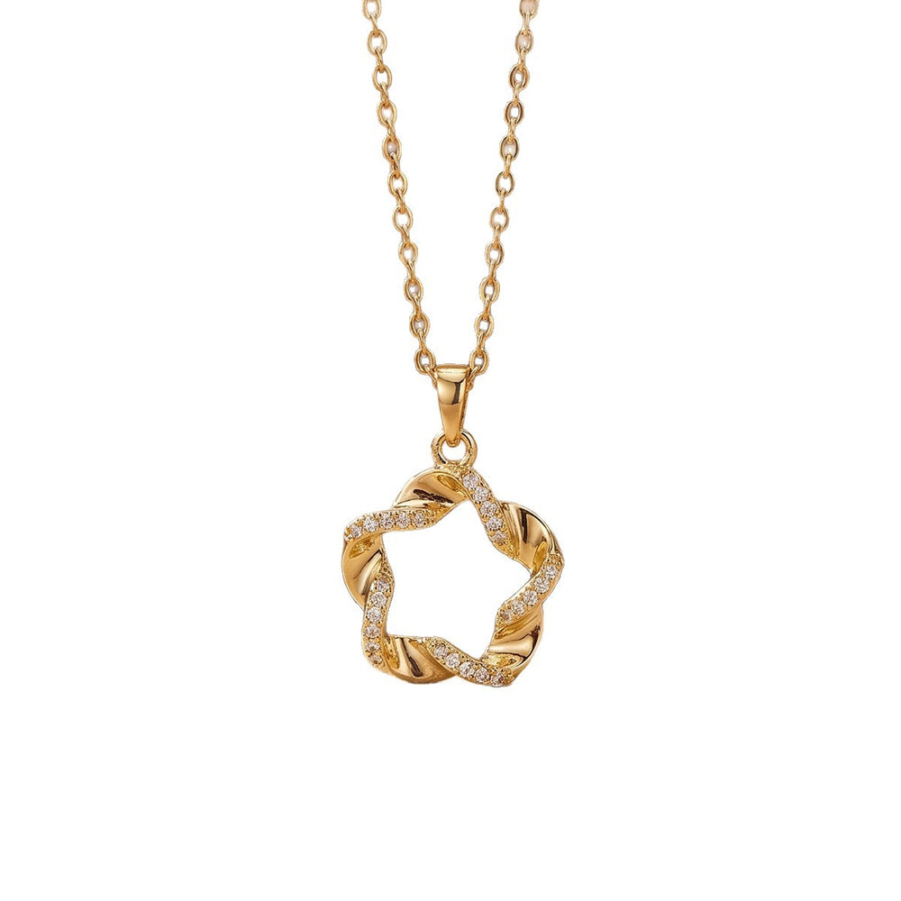 popular easiest for match five-pointed star inlaid zirconium necklace accessible luxuryniche style female elegantfashion non-fading clavicle chain jewelry