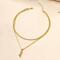 European and american cross-border statement jewelry fashion rose flower pendant high-end beaded chain women's double layer necklace jewelry wholesale