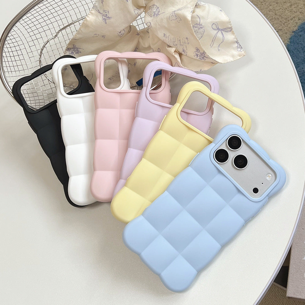 Suitable for apple 17 mobile phone case stereo concave and convex air cushion soft shell simple milk color iphone18promax cloud shell