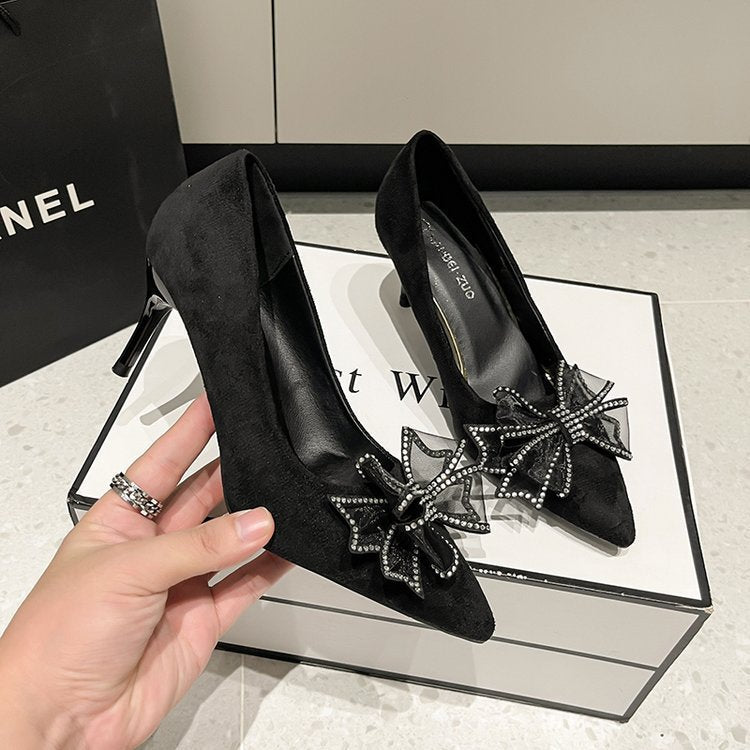 French high heels: new european and american fashion floral pointed-toe stiletto heels for women, summer 2025 collection