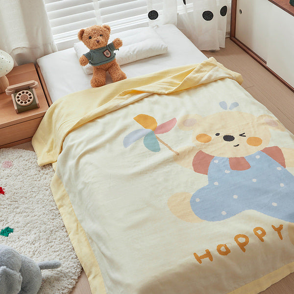 2025 new summer light oxygen class A cartoon cotton pure cotton double-layer yarn children's blanket Xia Liang quilt air conditioner quilt