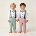 Factory new children's clothing sets: white shirt, overalls, bow tie - perfect for baby's first birthday and special occasions