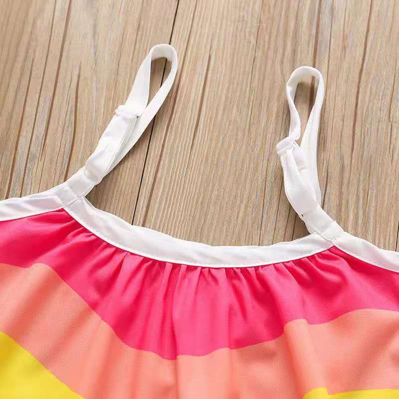 New girls' summer dress: korean style rainbow suspender dress - direct from the manufacturer, dropshipping available