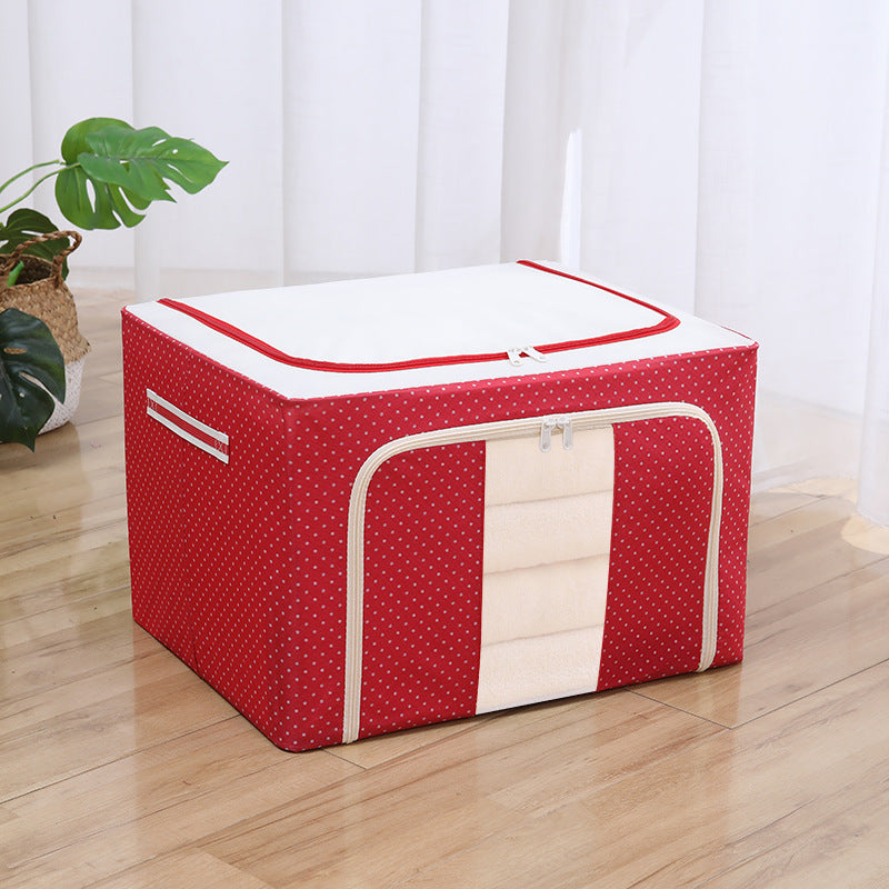Quilt clothes storage box Oxford cloth waterproof steel frame transparent folding Baina box wardrobe car quilt storage box