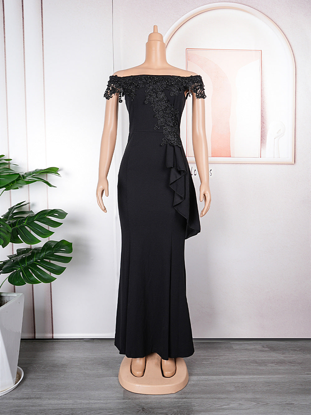 Aliexpress women's plus size long high-end party evening gown tiktok african plus size french dress