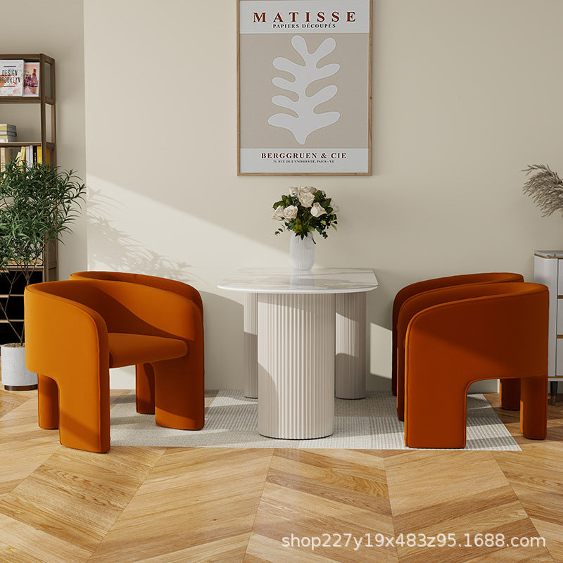 Accessible luxury modern casual wabi-sabi style grids for home slate dining table french cream style oval dining table and chair solid wood