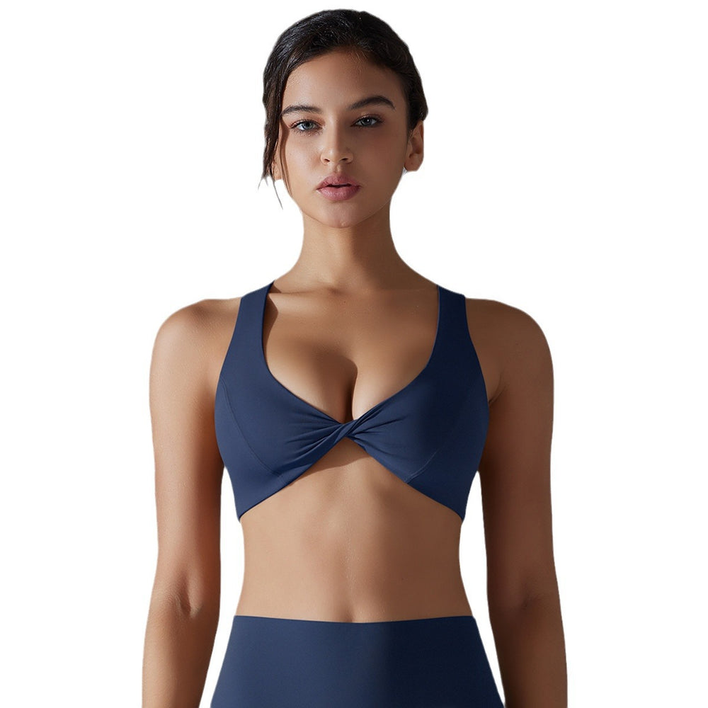 European and american nude feel yoga wear women's tight-fitting quick-dry sports bra sexy cutout backless running fitness push-up bra