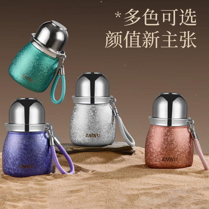 Titanium-covered yuanbao gourd thermos cup fulu cup tea water separation three-drink thermos water cup stew tea cup thermos cup tea set