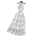 French style halter neck sexy backless dress - women's white tiered dress - slimming, high-end, vacation-ready maxi dress