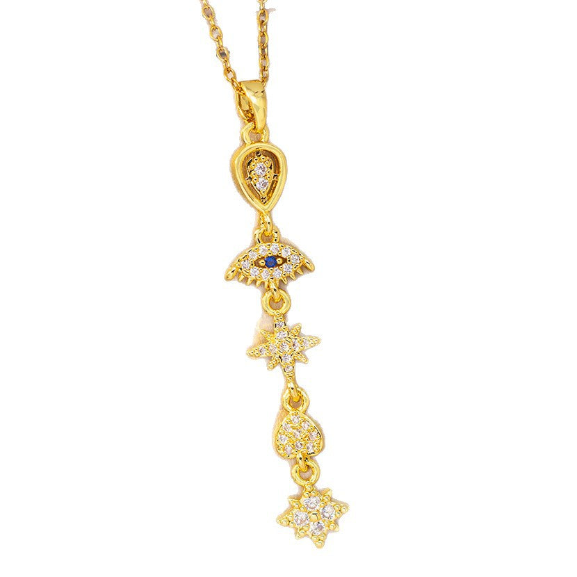 [titanium steel] cross-border popular copper micro-embedded tassel necklace for women 18k gold high-end accessible luxury fashion clavicle chain jewelry