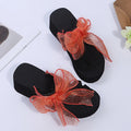 Ready-to-ship wish 2024 summer new european and american style foreign trade bowknot platform flat wide band beach sandals and slippers