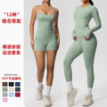 European and american nude feel brushed solid color yoga outfit set - quick-dry, breathable, 8-piece running & fitness activewear set for women