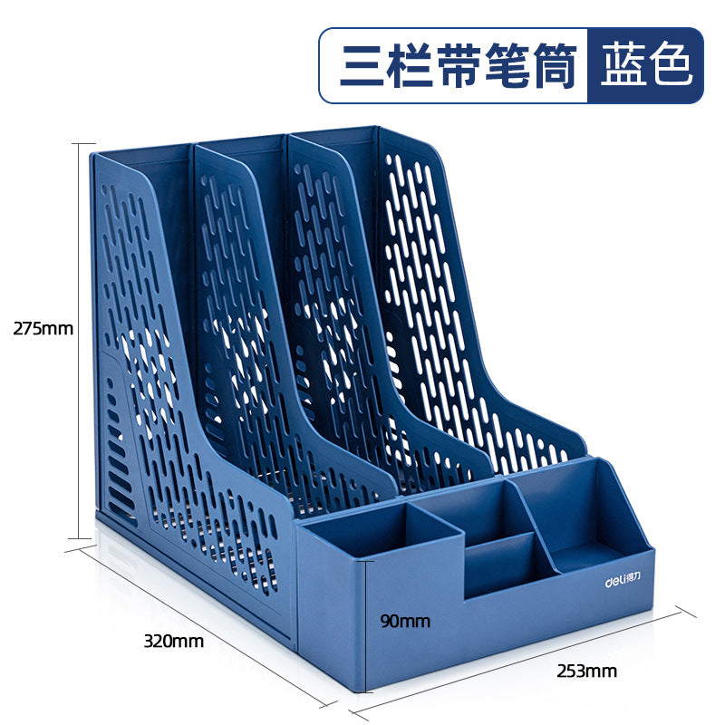 Deli file frame data rack thickened plastic storage box vertical file rack file basket wholesale