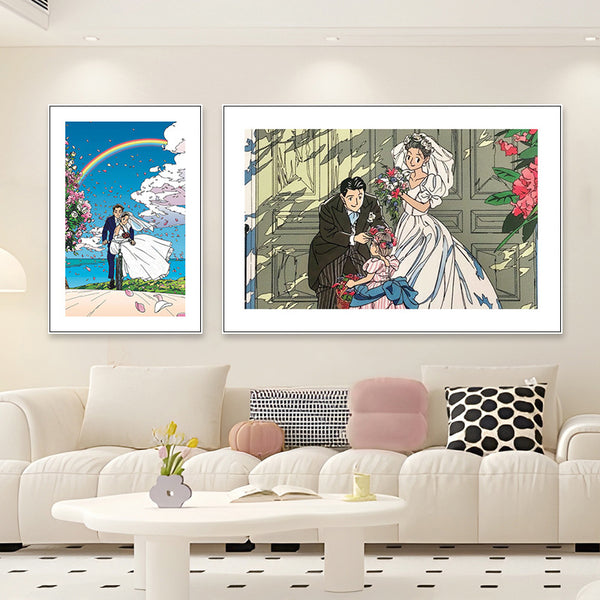 Watase Zhengzao hanging painting living room bedroom bedside Japanese animation couple cartoon wedding room marriage agency wedding decoration painting