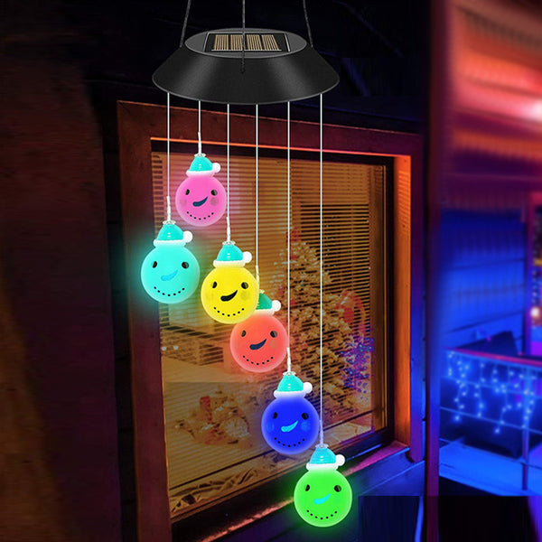 's new outdoor solar LED colorful color-changing landscape garden decoration wind chimes snowman Christmas lights