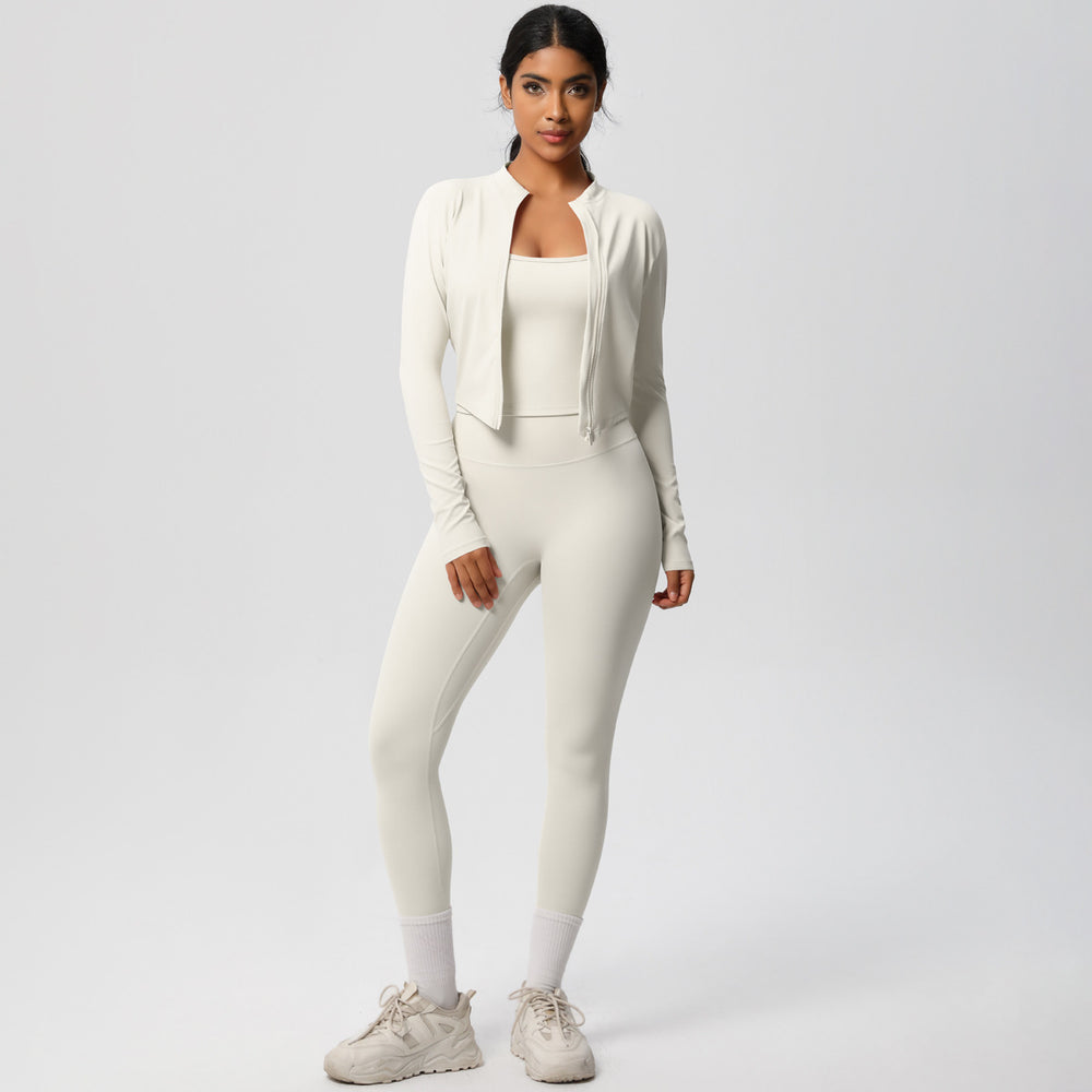 New cloud-like outdoor casual compression yoga set - quick-dry, high-waisted, slimming fitness activewear three-piece set