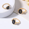 French retro minimalist jewelry round disc diamond starburst sun layered ring set snake electroplated women's rings