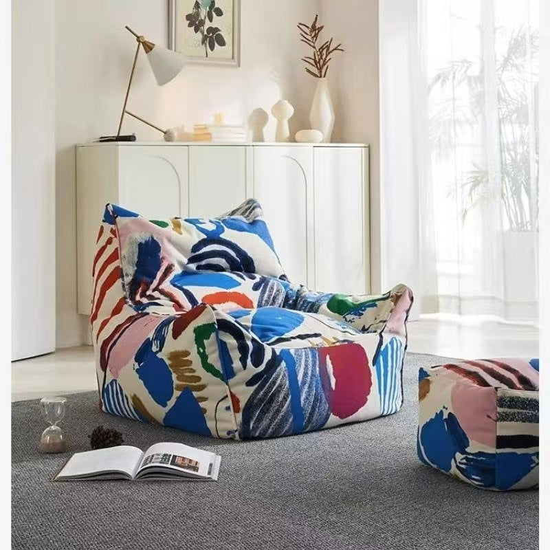 Graffiti lazy sofa commemorative caterpillar casual bean bag suede lounge chair can be used for home balcony cross-border foreign trade
