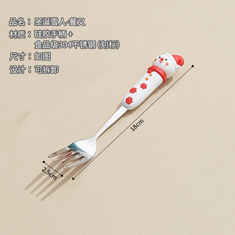 Wholesale christmas high-value stainless steel dessert spoons - cute cartoon creative coffee stirrers - gift tableware set
