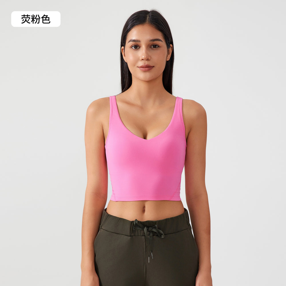 Fixed breast pad vest style sports bra naked shaping yoga intimatesu-shaped back fitness topsag001