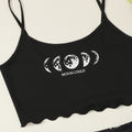 New moon child eclipse letter print cami and shorts two-piece women's loungewear set