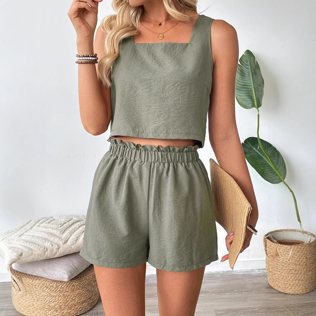 Shanuo independently develops 2025 summer European and American women's clothing 's new vest shorts casual  suit