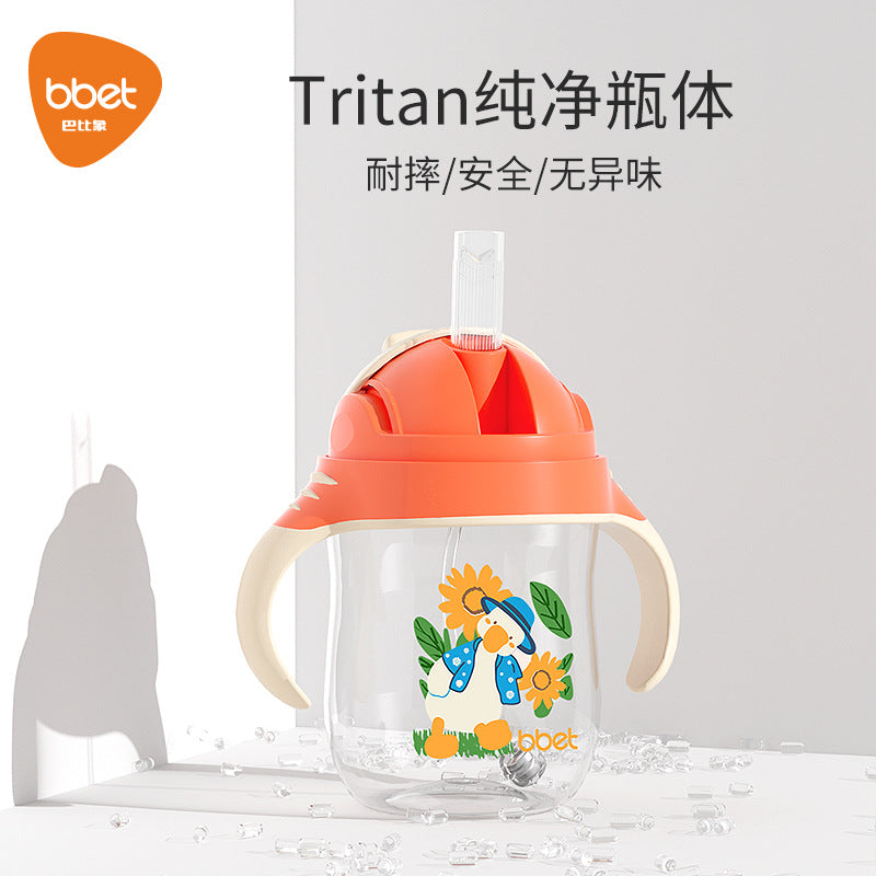 Big kids' tritan sippy cup - durable, drop-resistant bottle for ages 1-3+ - wide-neck straw cup for children