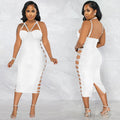X5657 cross-border new arrival: solid color sexy camisole cutout zipper maxi dress with slit - perfect for  and