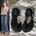 Summer vacation style new arrivalfrench metal buckle sense of design flip-flop sandals for women outwear non-slip soft bottom lightweight cool
