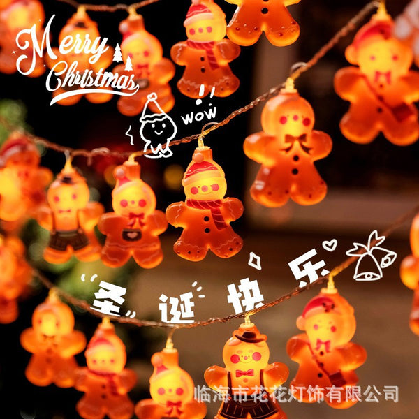 Lantern led string christmas tree lights decorative lights ambient lights festive lights gingerbread man hanging lights christmas arrangement
