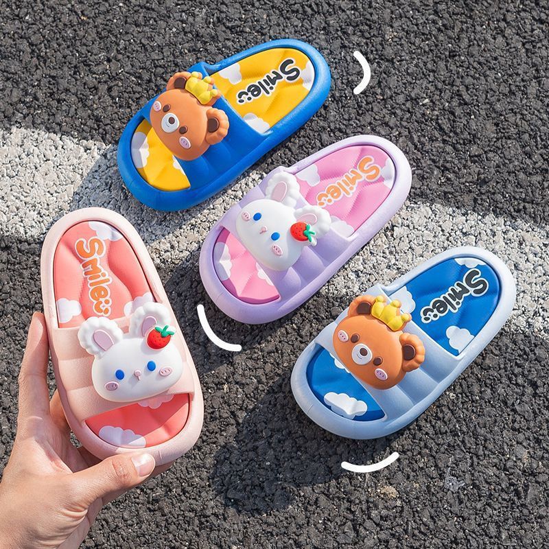 Kids' slippers - boys' summer cartoon indoor "stomping on clouds" comfortable outdoor soft sole baby bathroom sandals