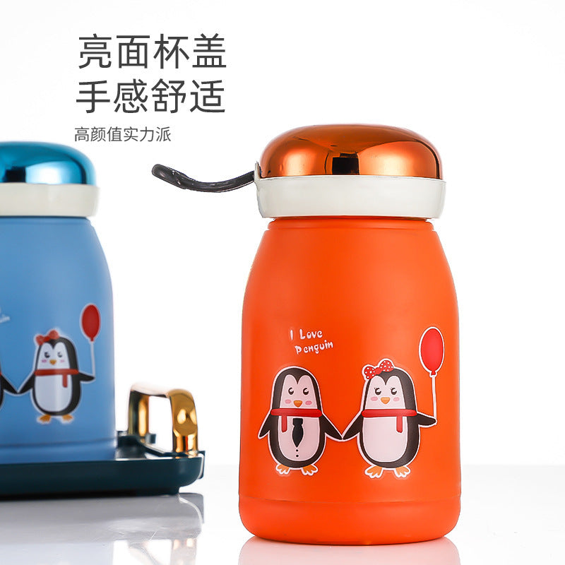 Cartoon penguin cup - portable tumbler, high-value glass cup, promotional advertising gift, customizable with logo printing