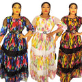 new cross-border spring/summer european and american style floral dress, african  fashion long printed dress
