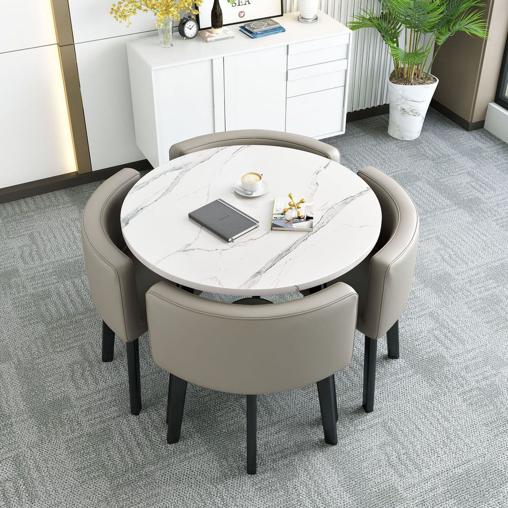 Collapsible dining table for home, small apartment, apartment, restaurant, shopfront negotiation table and chair set, reception round table