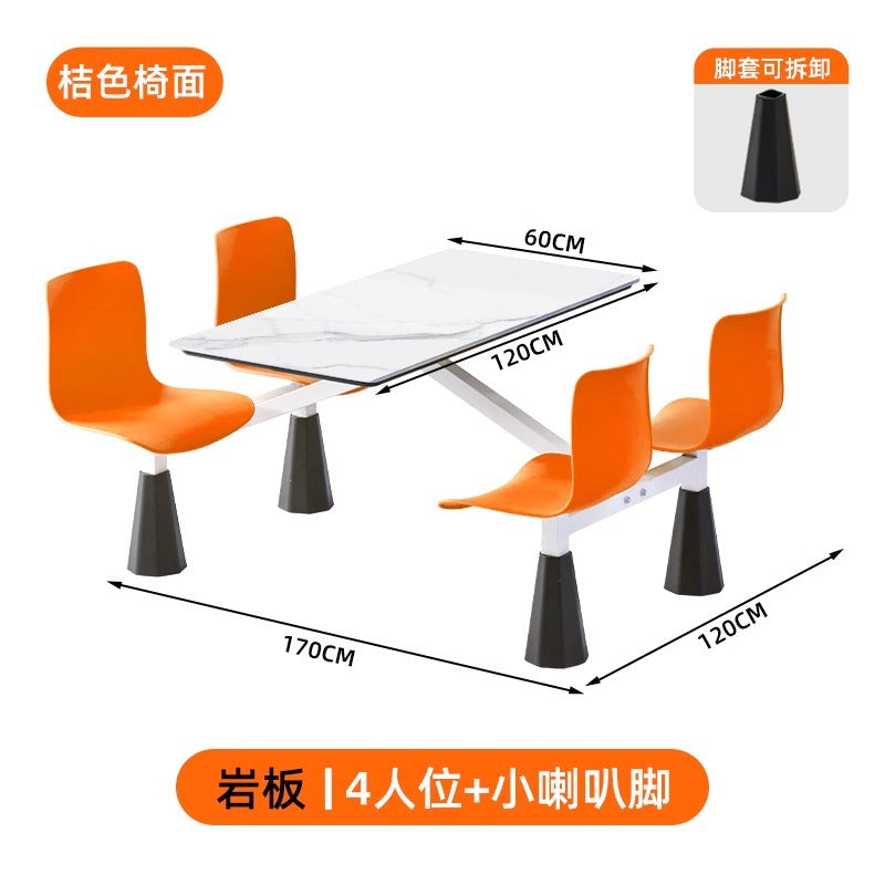 Company school canteen dining table and chair combination staff and students 4 people 6 people dining room table and chair commercial dining table and chair conjoined
