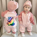 Baby spring romper - versatile princess style, perfect for spring and autumn. girls' colorful bear single-layer bodysuit/rouge. trendy crawling suit