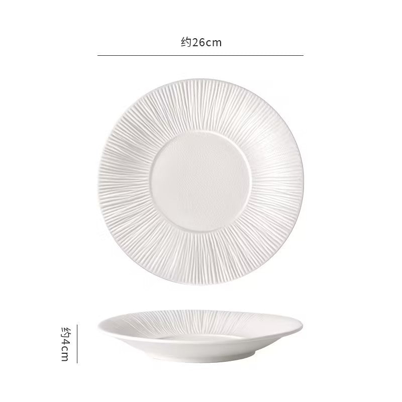 Nordic minimalist black and white ceramic steak plate - western dinner plate for restaurant, home, and hotel use - flat plate with unique creative presentation