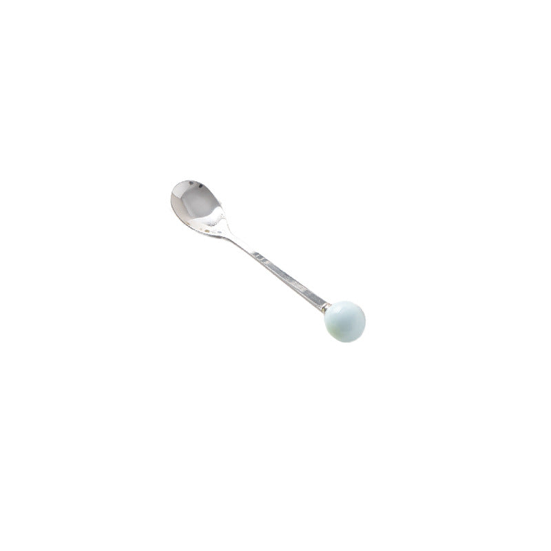 New arrival cream style ceramic fruit fork jar set creative cheese storage jar good-looking ball fruit fork spoon wholesale