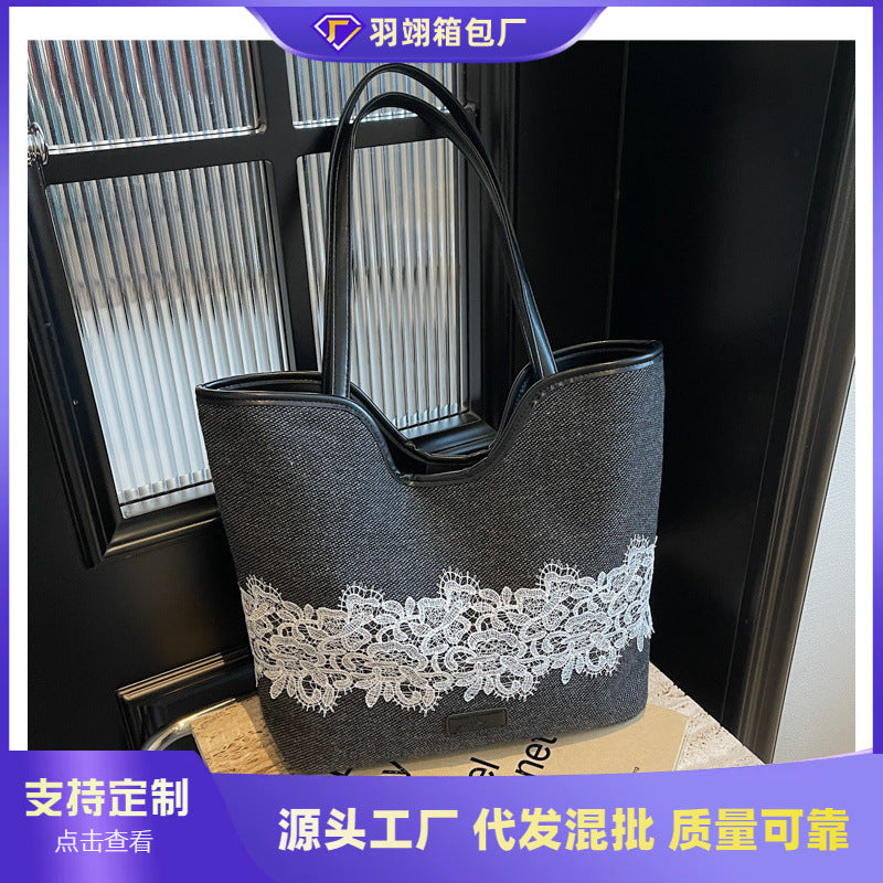 Cross-border 2024 new niche canvas bag female Sen Meng autumn and winter fashion large-capacity shoulder bag commuter tote bag