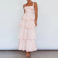 european and american export women's clothing cross-border dress summer fashion fresh floral suspender cake dress long dress