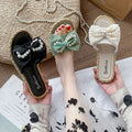 New women's summer slippers - korean style, wearable outdoors, pearl & bowknot flower beach sandals, women's ins flat slippers
