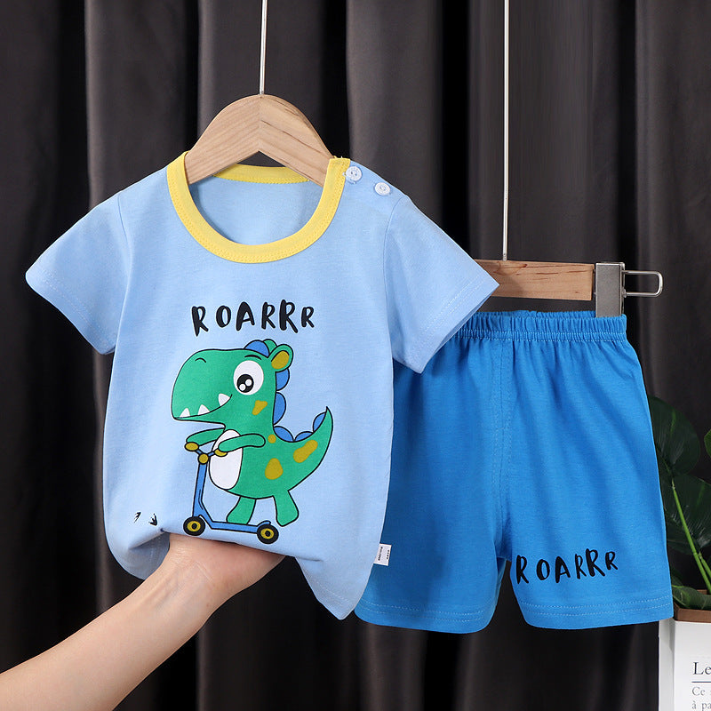 summer new arrival: 100% cotton kids' short-sleeve t-shirt and shorts set - korean style infant and toddler two-piece outfit