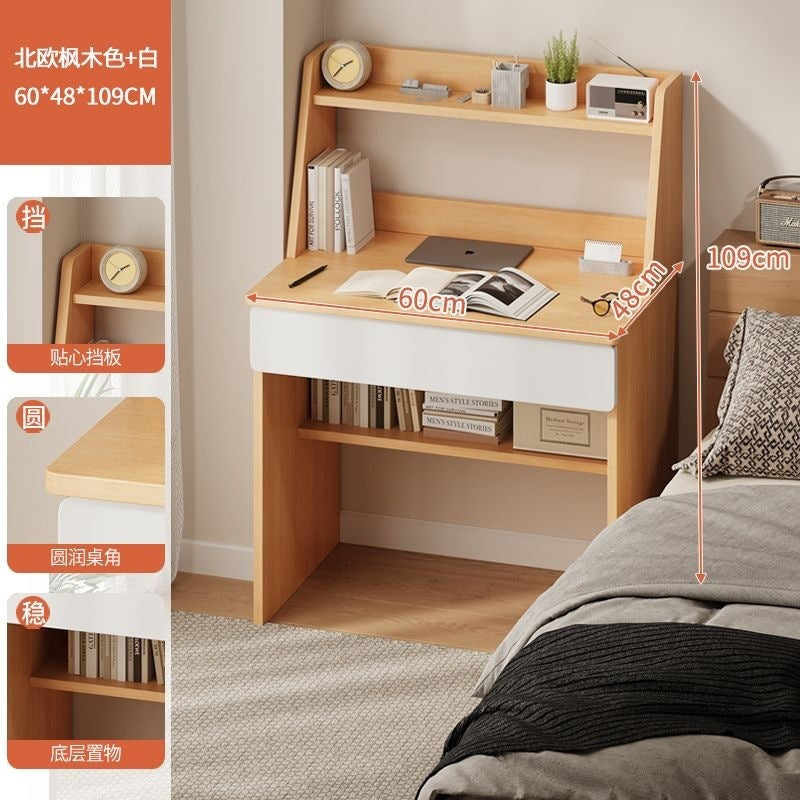 For home table cabinet combination student computer desk small apartment with bookshelf simple desk bedroom wall-mounted one-piece desk cabinet