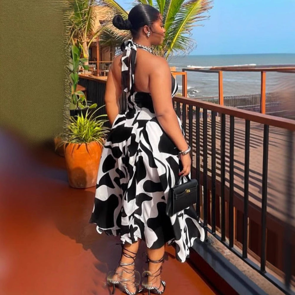 Trendy african digital print cross-border fashion camisole dress - new women's sexy dress for export